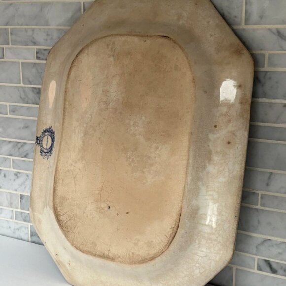 Antique English Early Blue Transferware Platter| T.J.& J. Mayer - Picture 6 of 6